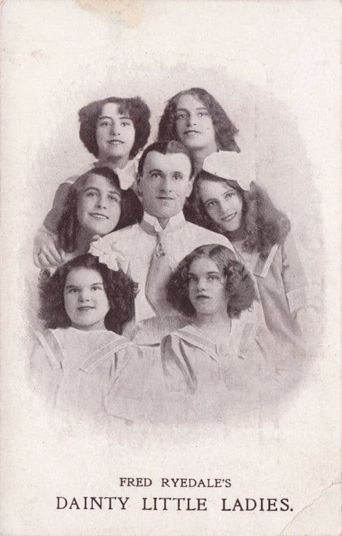 Fred Ryedale's Dainty Little Ladies Entertainers Music Hall Postcard