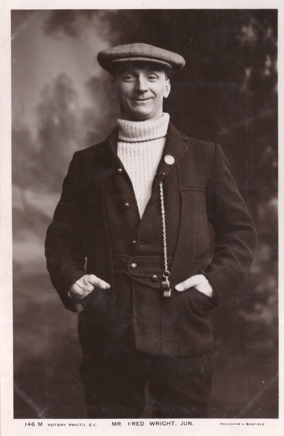 Fred Wright Old Music Hall Comedian Andy Capp Hat Rotary Real Photo Postcard