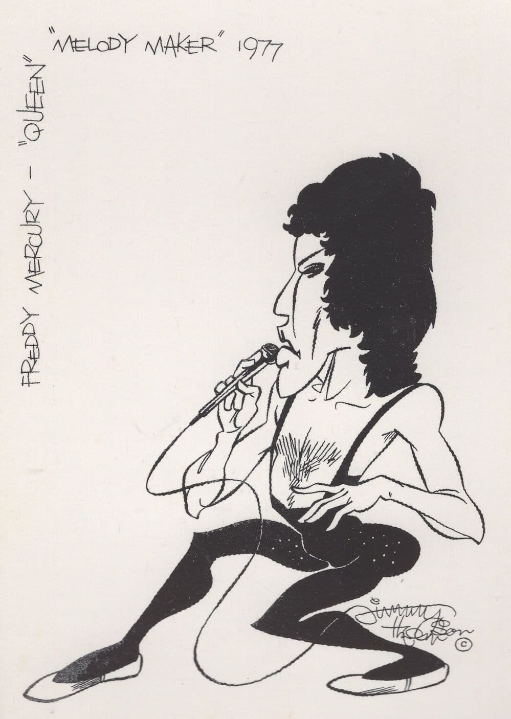 Freddy Mercury Of Queen PB Painting Melody Maker 1977 Postcard