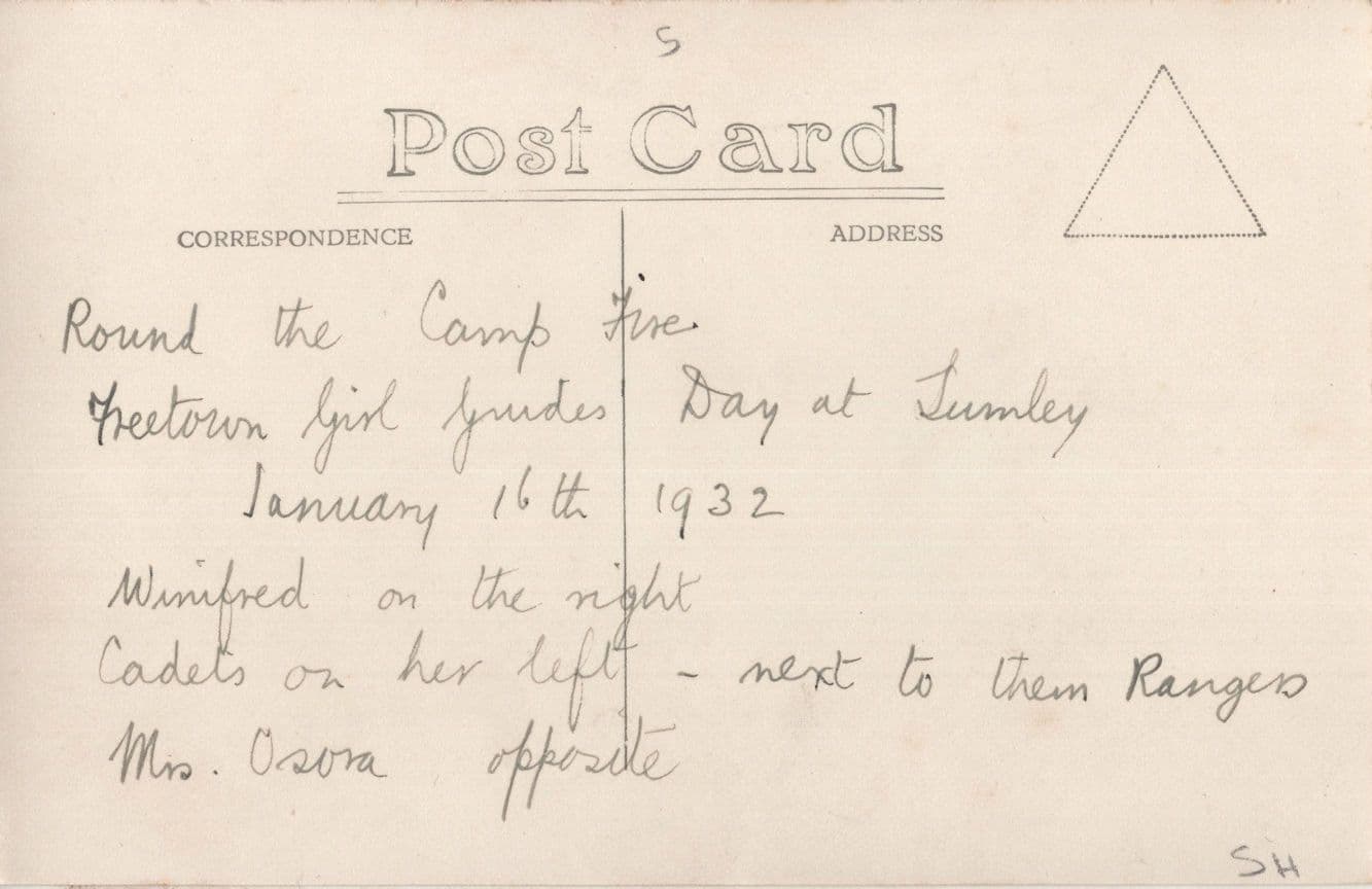 Freetown Girl Guides Day 1932 Camp Fire Lumley Durham Antique Postcard