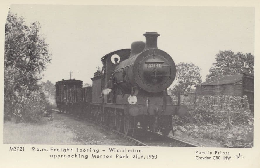 Freight Train Approaching Wimbledon Station Merton Park Postcard