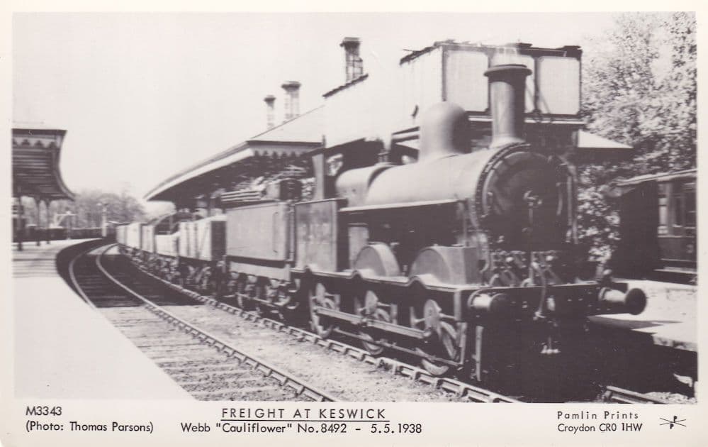 Freight Train at Keswick Webb Cauliflower 8492 Station Postcard