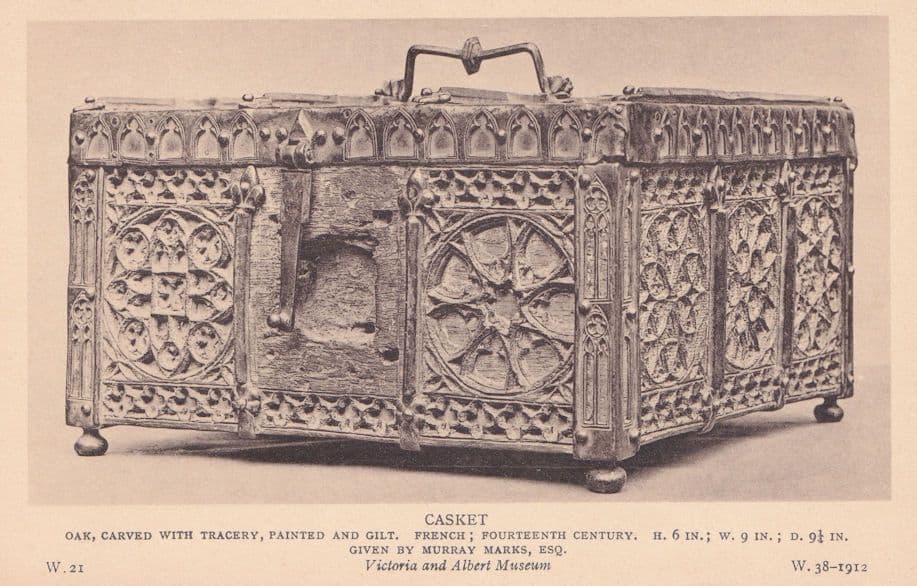 French 14th Century Casket Antique V&A Museum Postcard