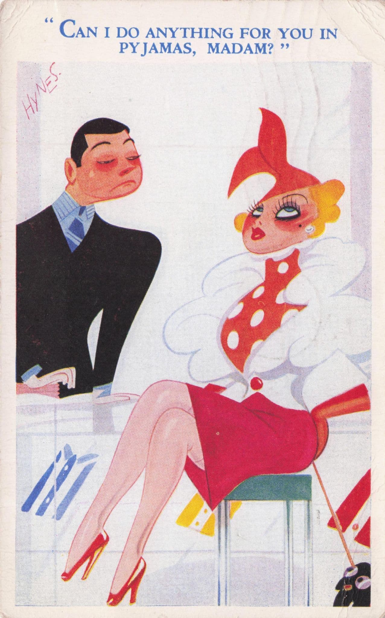 French Abstract Art Nouveau Fashion Posh Lady Antique WW1 Comic Postcard