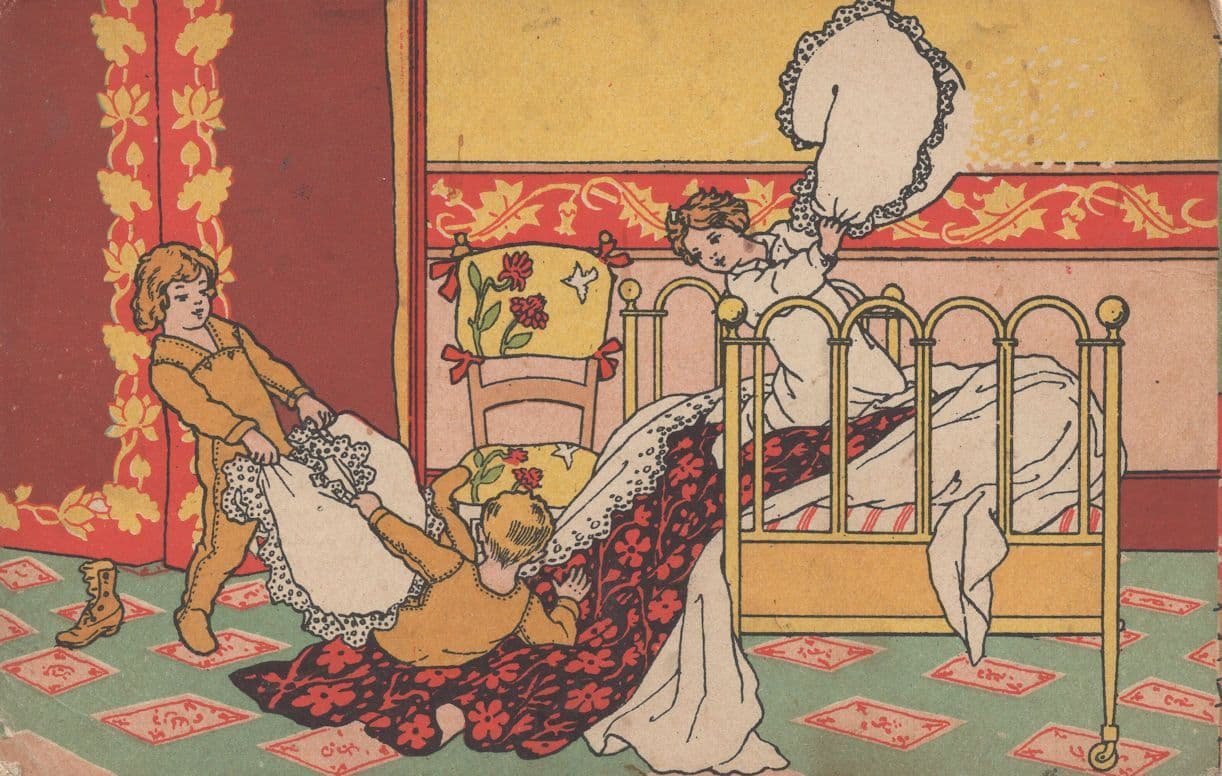 French Bedroom Fight Party Old Advertising Lille French Postcard
