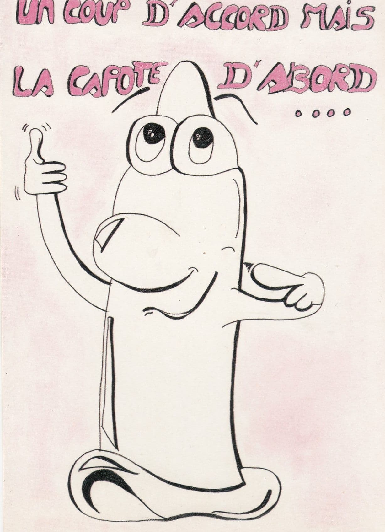 French Condom Comic Humour Postcard