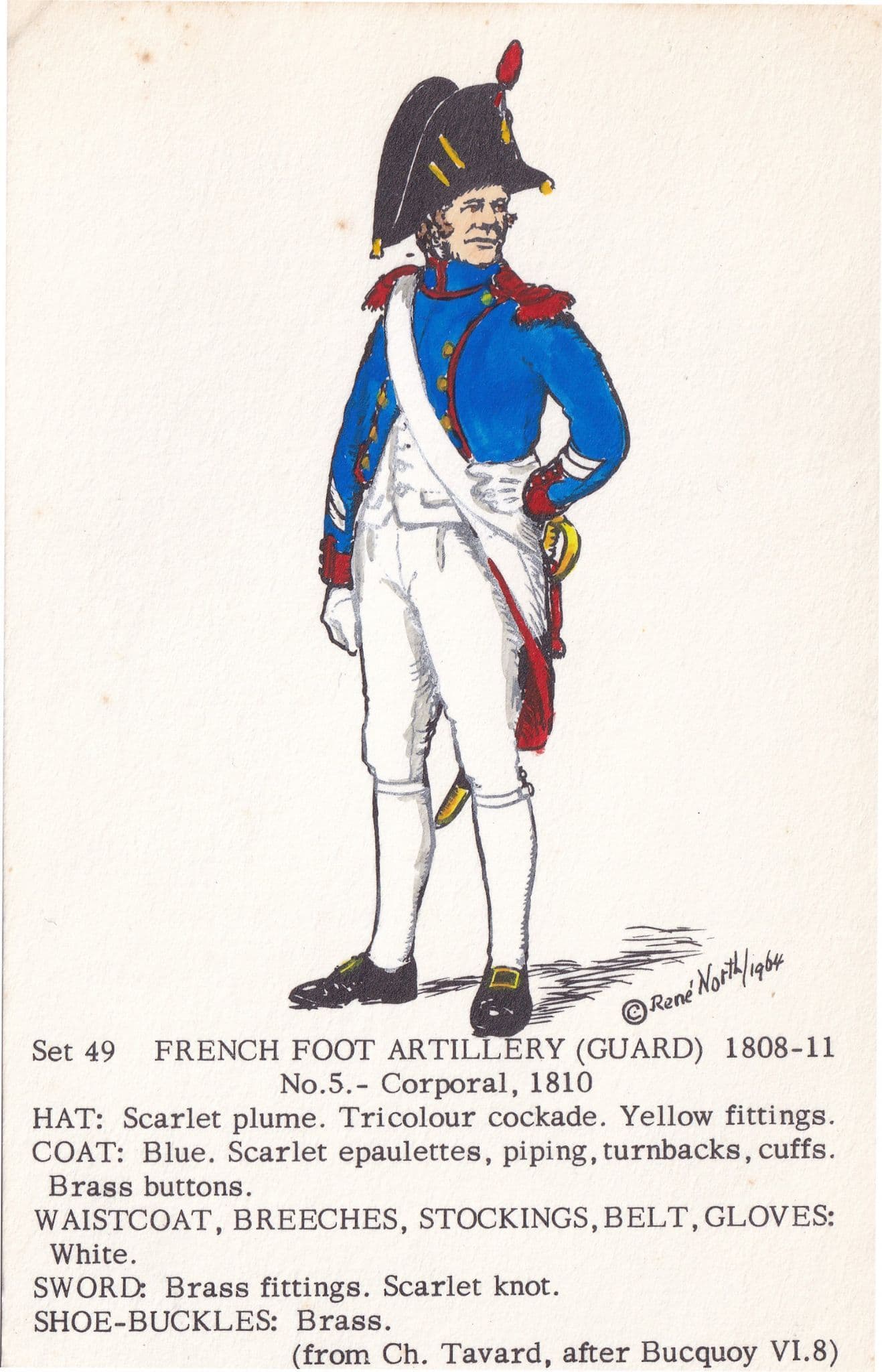 French Foot Artillery Corporal 1810 Guard Napoleonic War PB Uniform Soldier Postcard