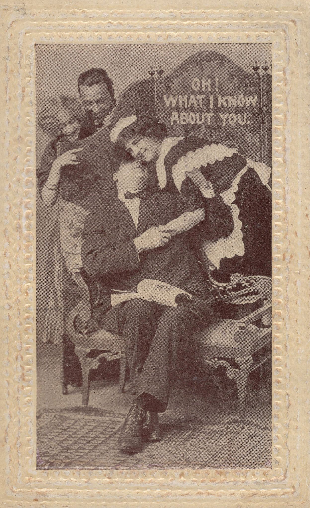 French House Maid Oh What I Know About You Comic Postcard