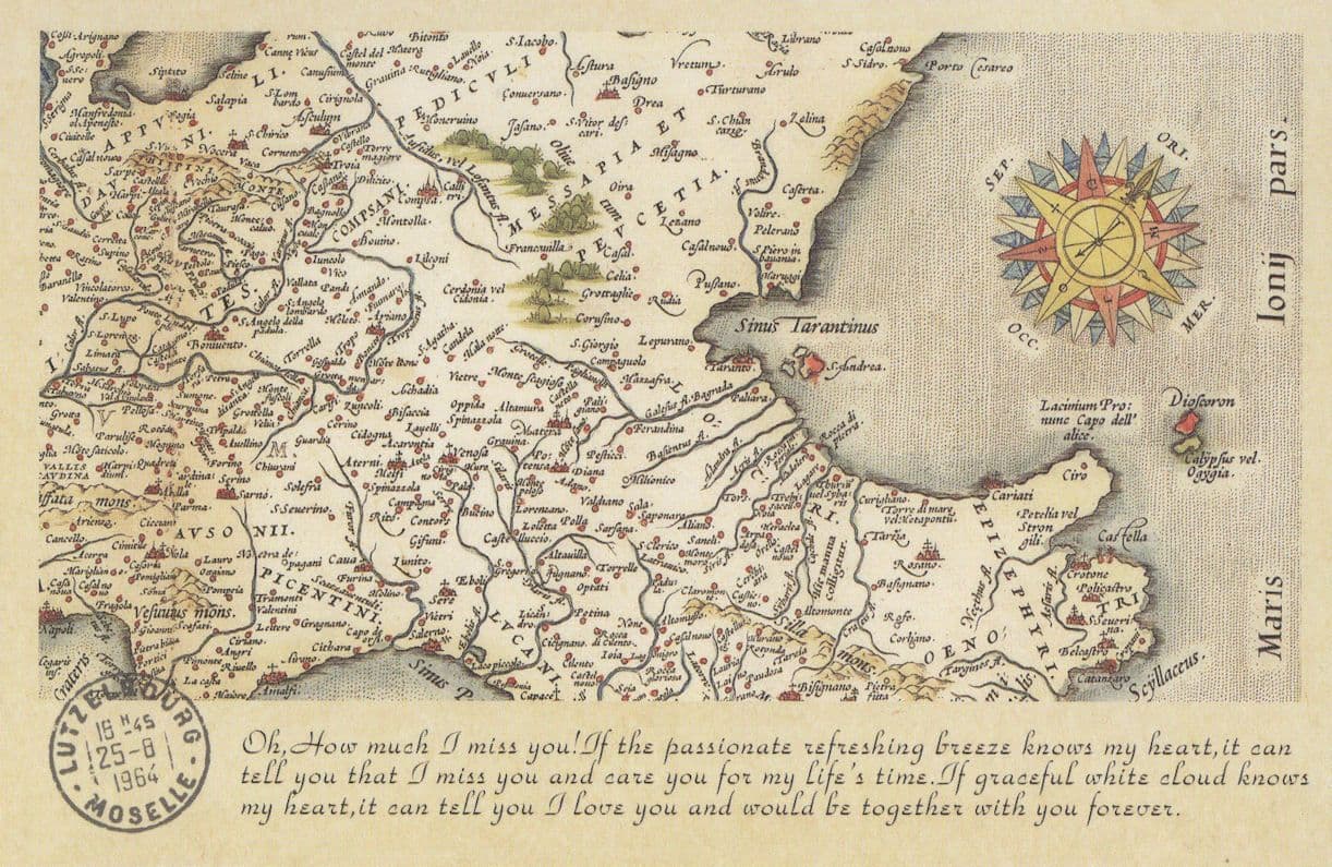French Italy Map Geography The Moon White Cloud Proverb Postcard