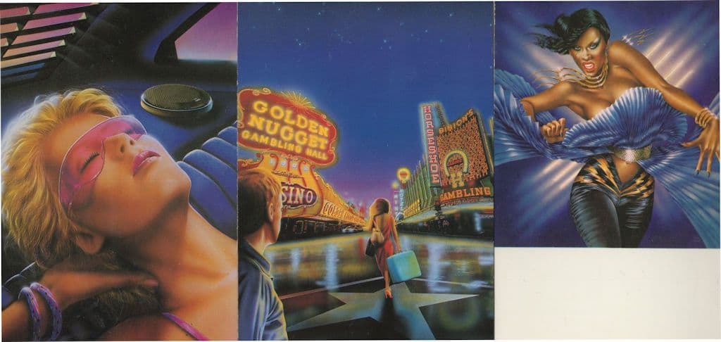 French Posh Lady Ladies Car Golden Nugget Casino 3x Painting Postcard s