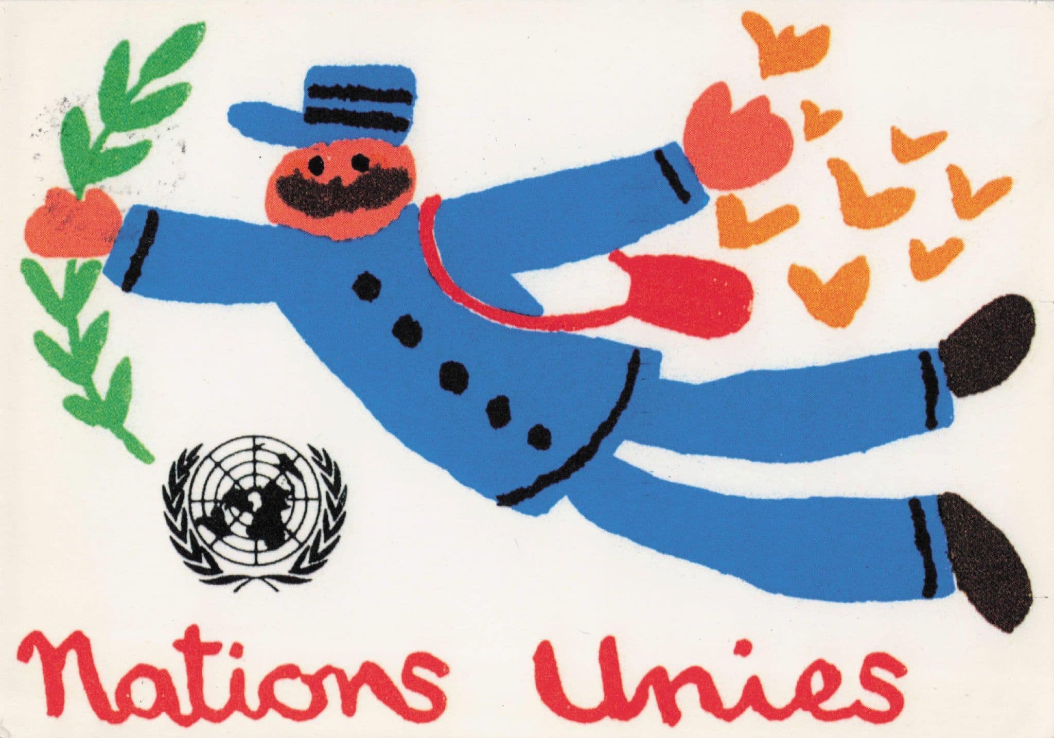 French Postman At Nations Unies Palais Des French Political Postcard