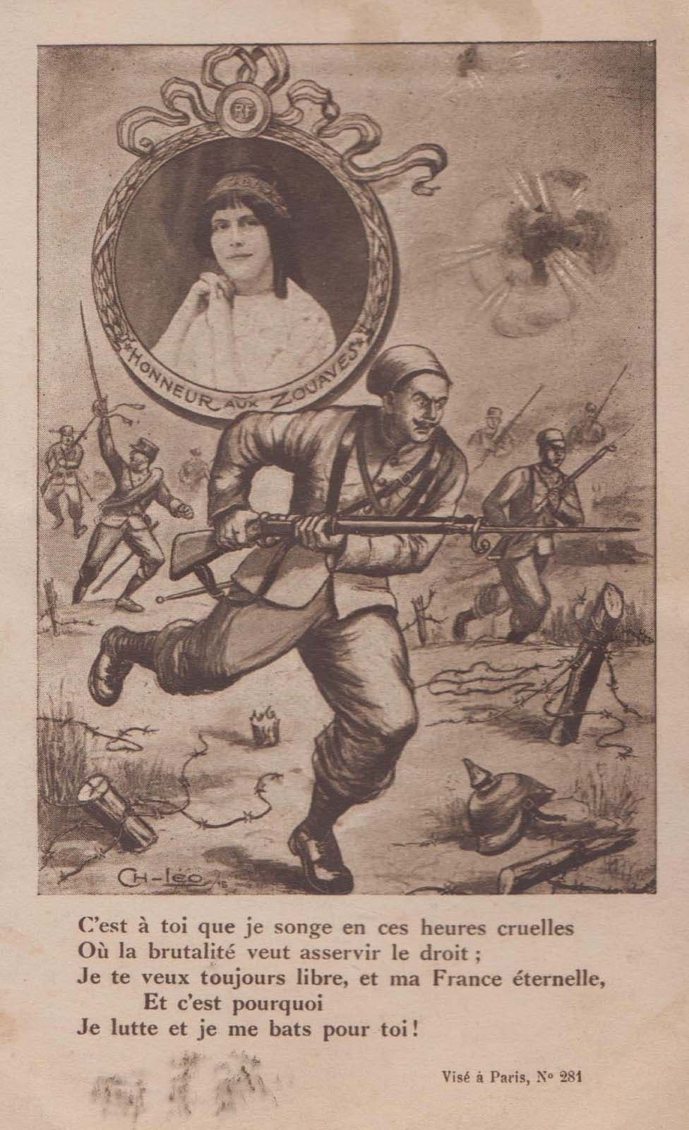 French Soldier Army on Frontline War Battle In Honour Antique France Postcard
