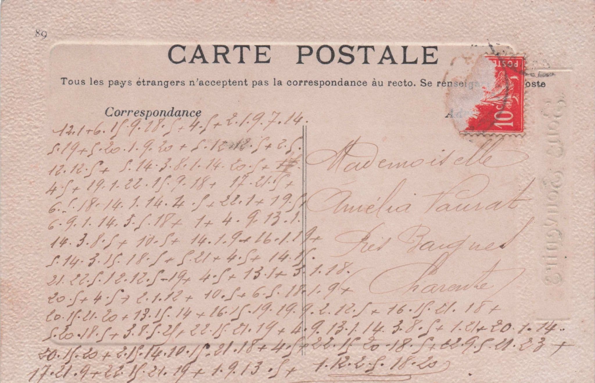 French Souvenirs Pink Roses Secret Code Love Glamour Old Romantic Postcard