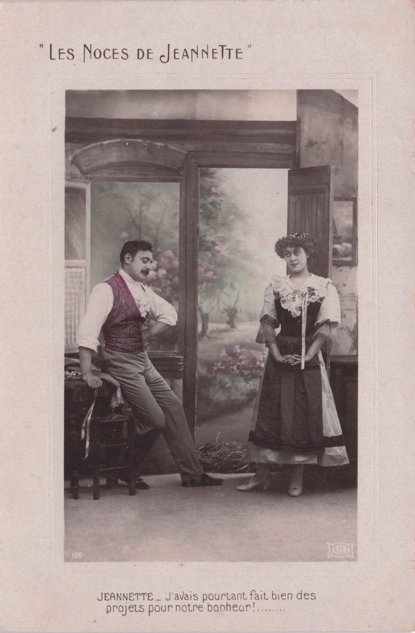 French Wedding Lovers Les Noces De Jeanette Secret Code Old Postcard