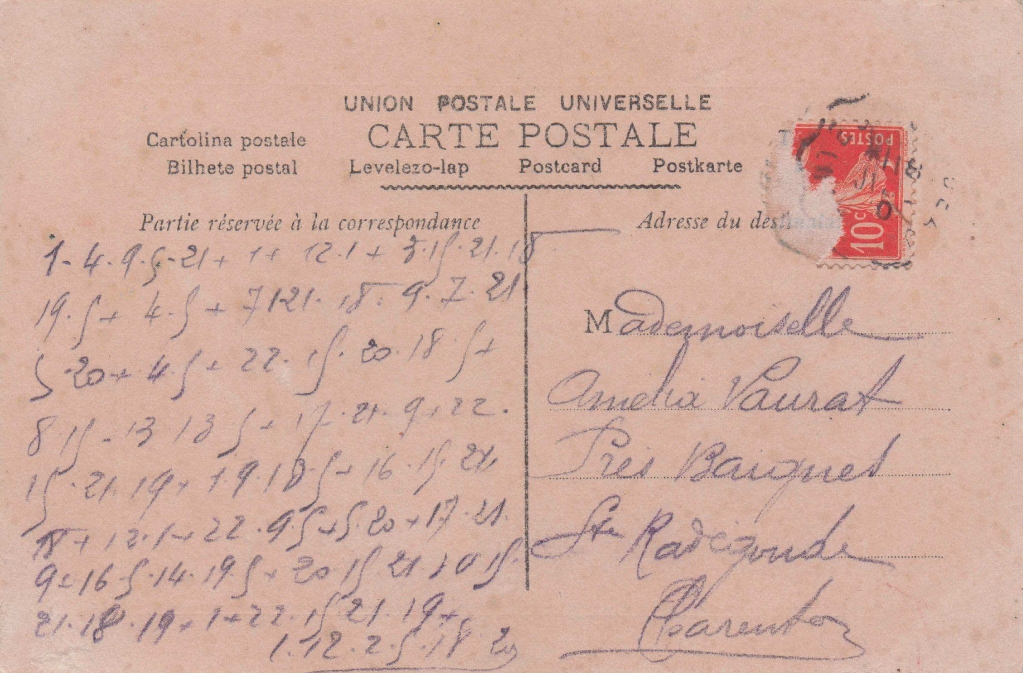 French Wedding Lovers Les Noces De Jeanette Secret Code Old Postcard