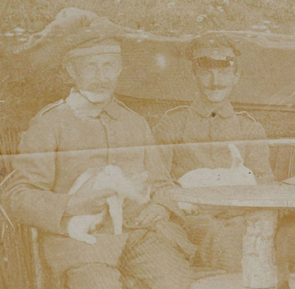 French WW1 Soldiers Playing With Rabbits Cats Old Real Photo Postcard