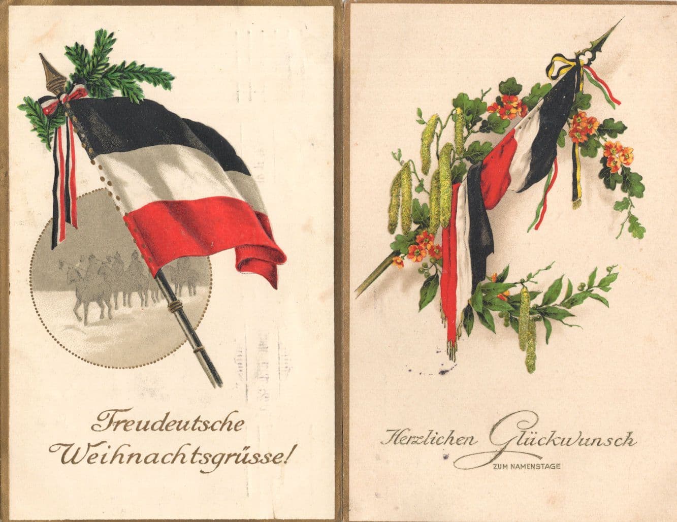 Freudeutsche Weihnachtsgrusse 2x German WW1 Soldier War Postcard s
