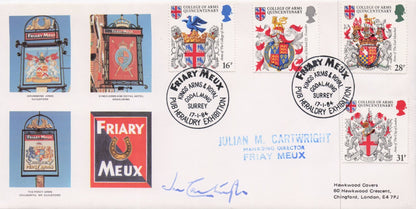 Friary Maux Kings Arms Godalming Surrey Hand Signed 1984 FDC