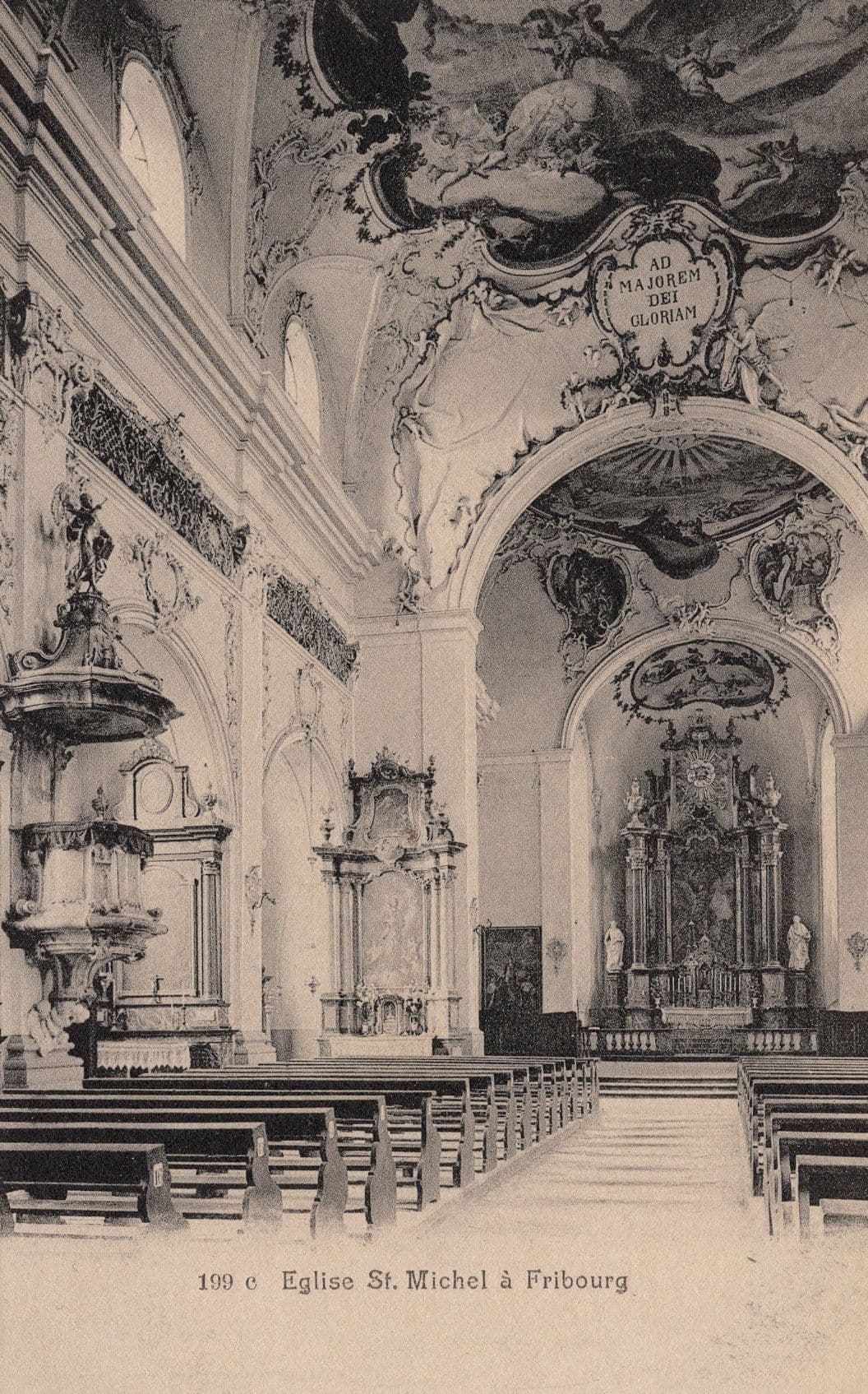 Fribourg St Saint Michel A Eglise Antique Switzerland Postcard