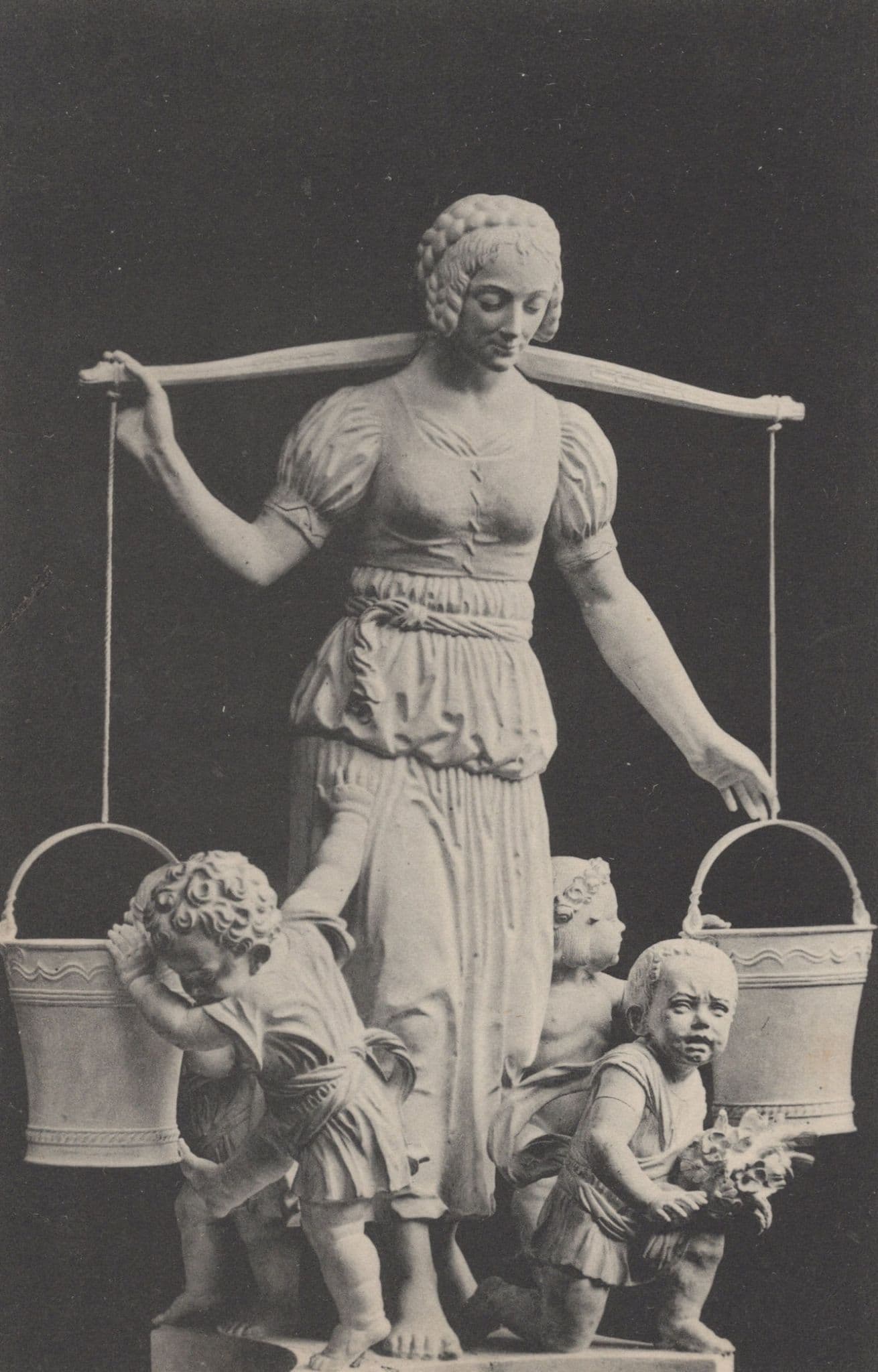 Frieburg Raubrunnen Water Carrier Rare Old Statue Postcard