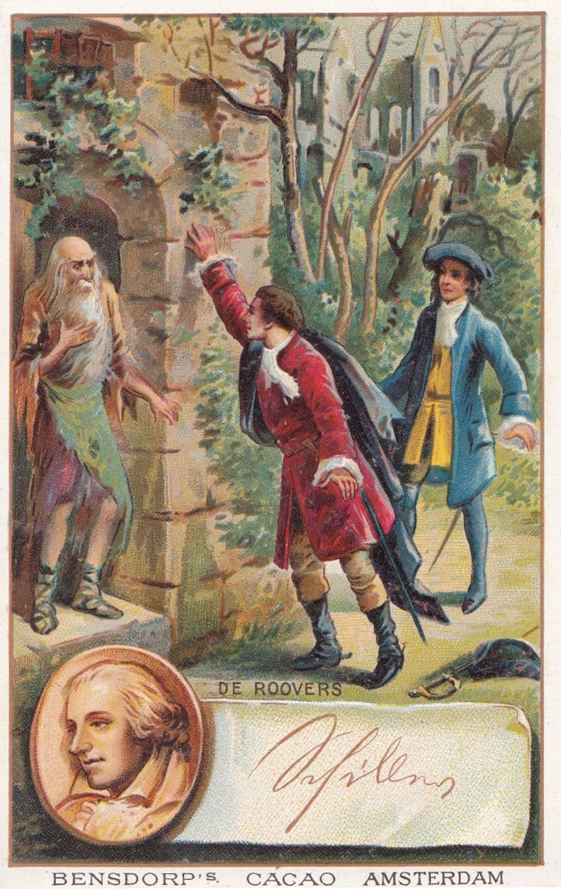 Friedrich Schiller Printed Signed Bendorps Cocoa Drink Postcard Old Trade Card