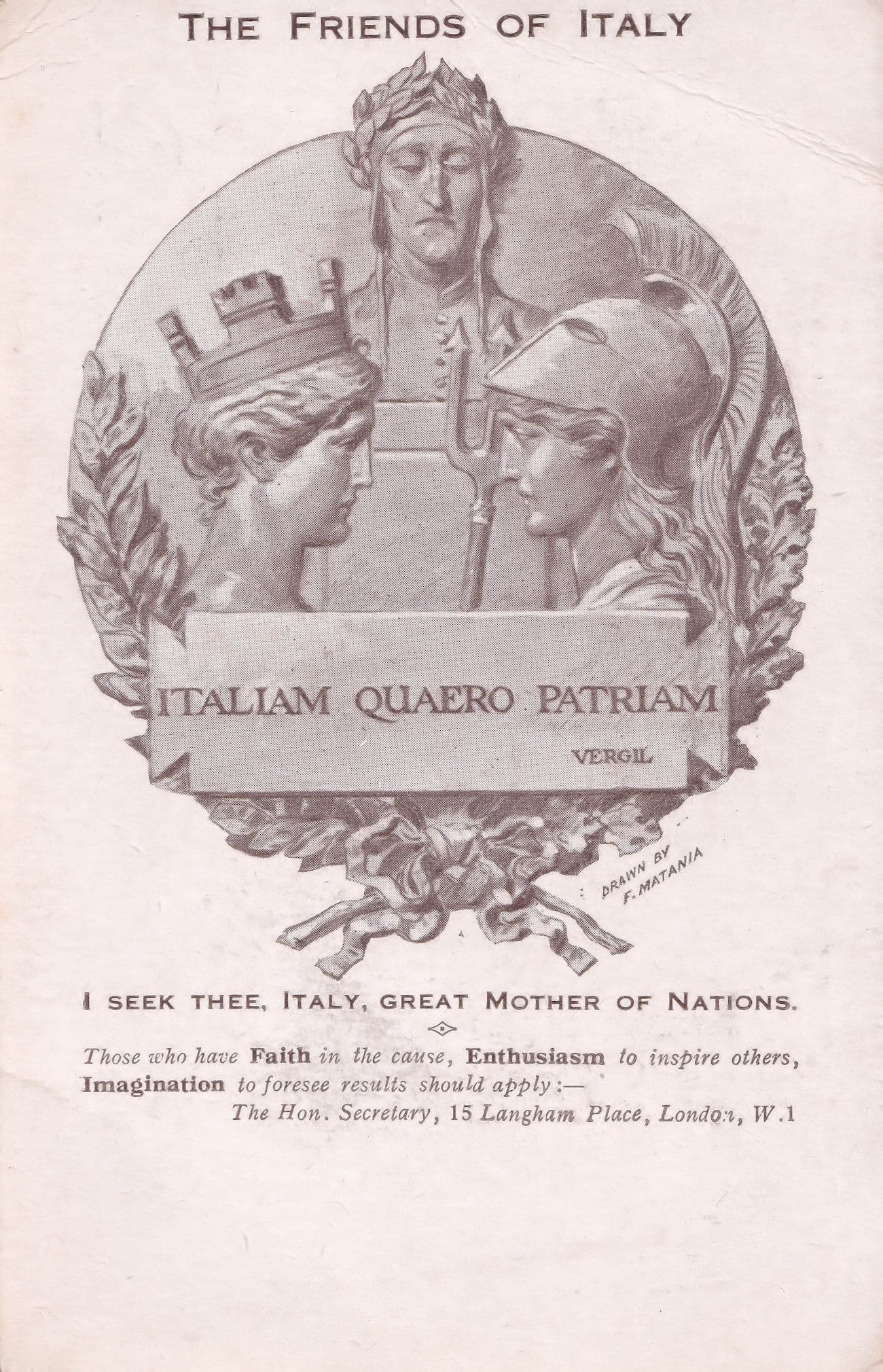 Friends Of Italy Mother Of Nations Military Leaders Old Postcard