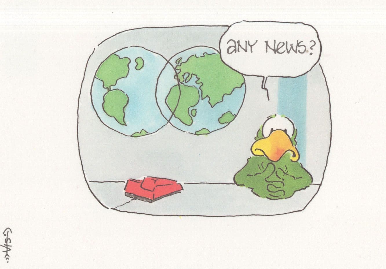 Frog Animal BBC News World Map Style Comic Newsreader Postcard