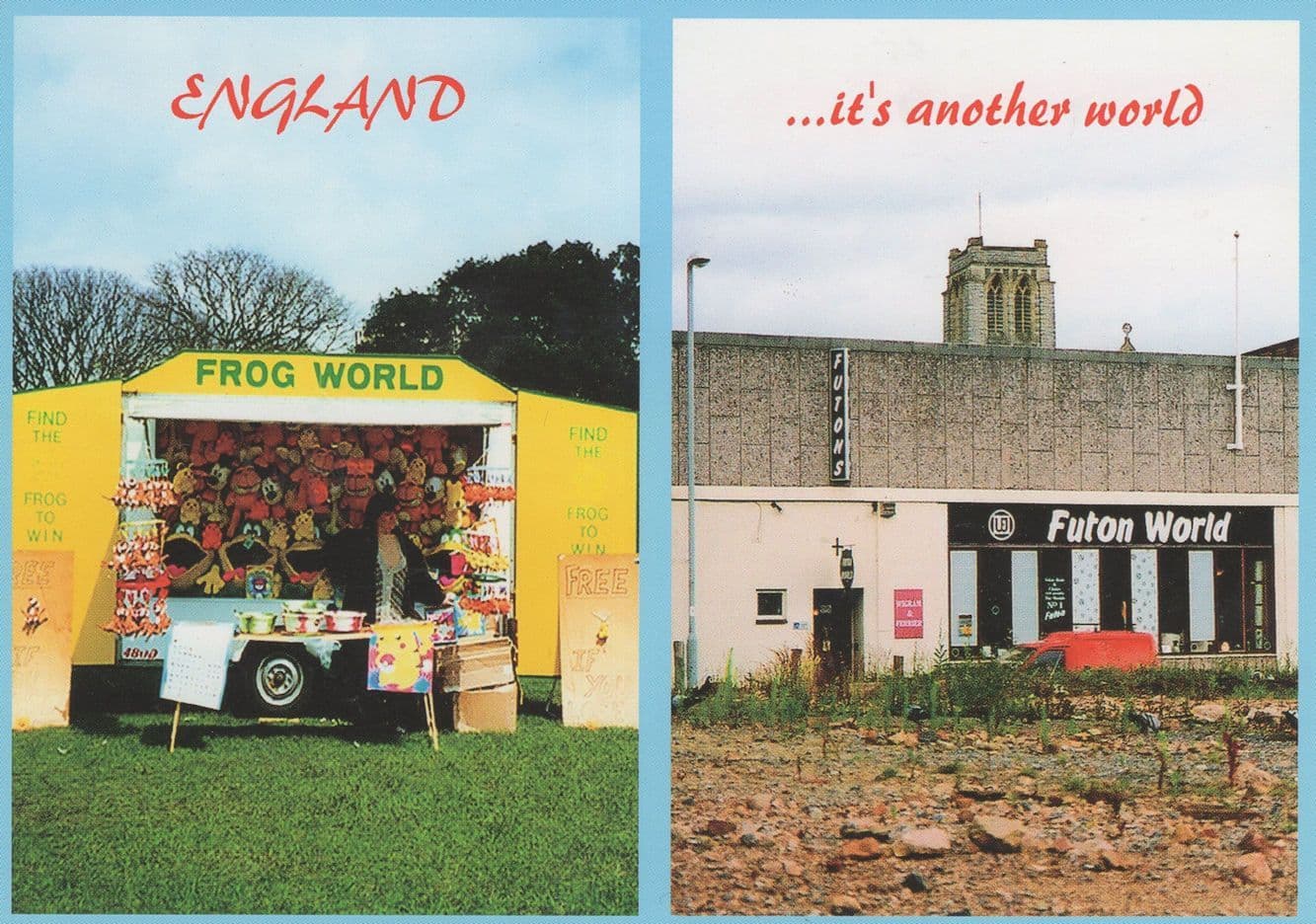 Frog World Fairground Transit Van Stall Vs Futon Shop Postcard