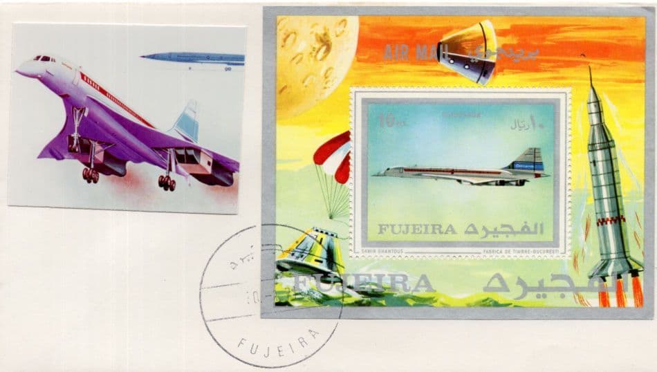 Fujeira Mini Stamp Sheet On Concorde Aircraft FDC