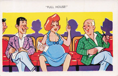 Full House 1970s Jester Sexy Lady At Bingo Comic Postcard