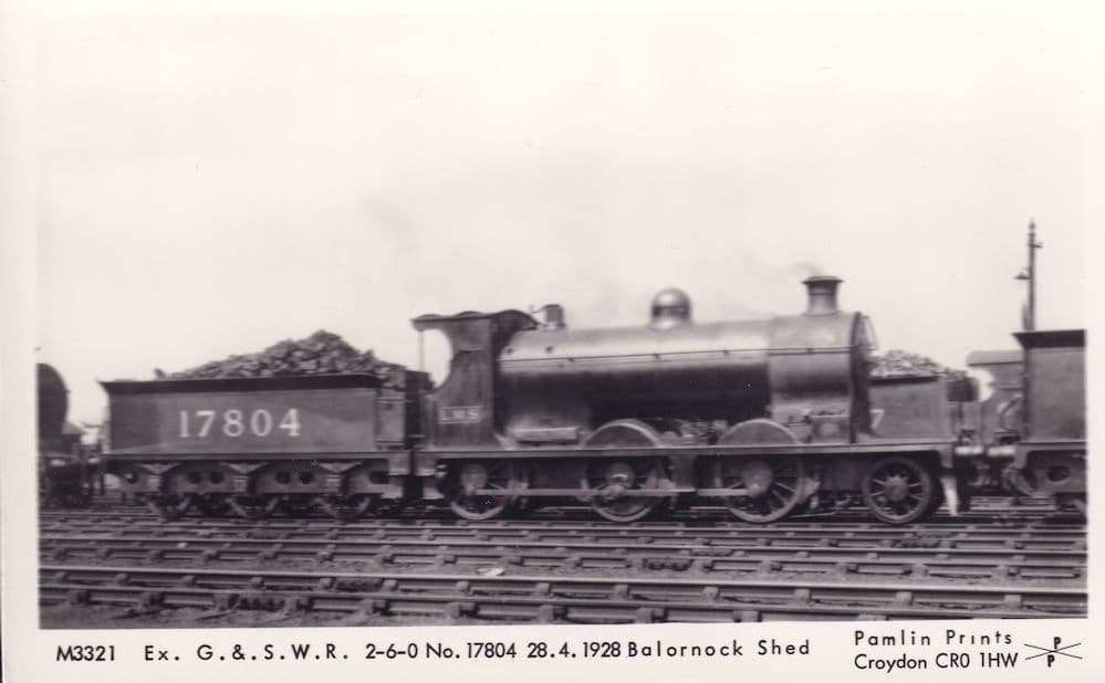 G&SWR Train 2-6-0 No 17804 at Balornock Shed Trailway Postcard