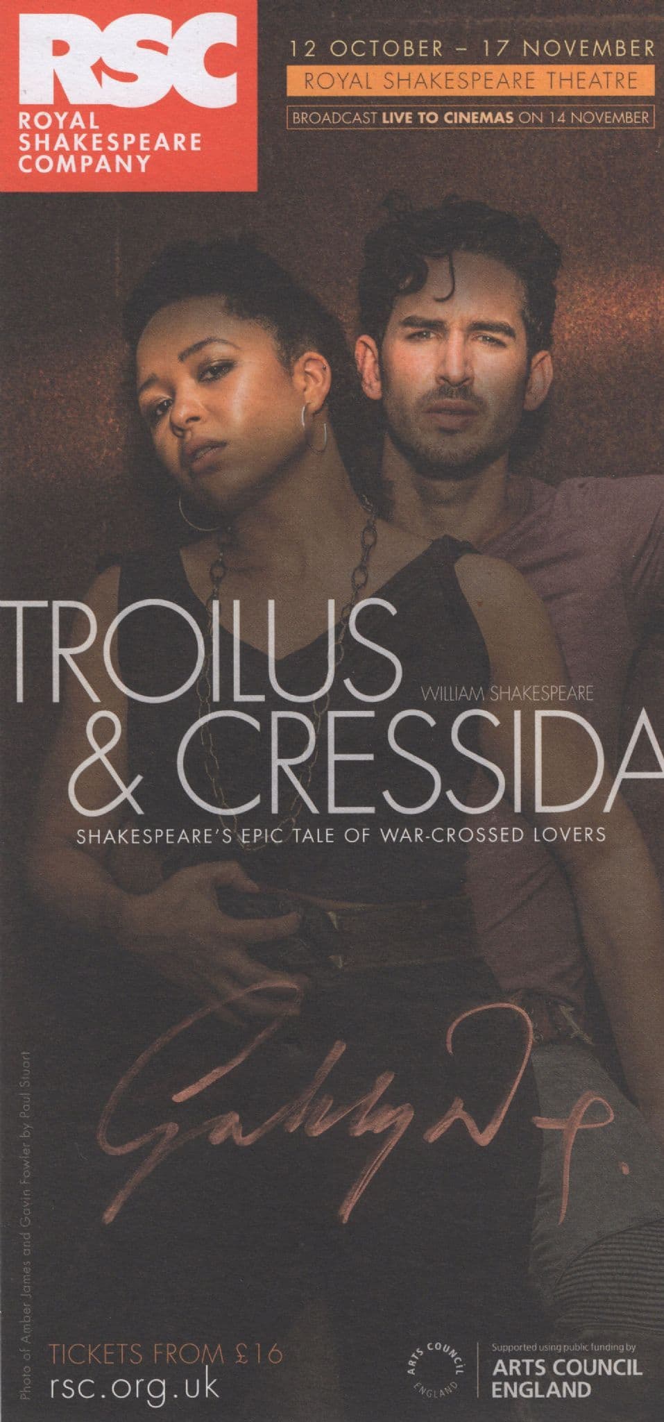 Gabby Wong of Star Wars Troilus & Cressida Hand Signed Theatre Flyer