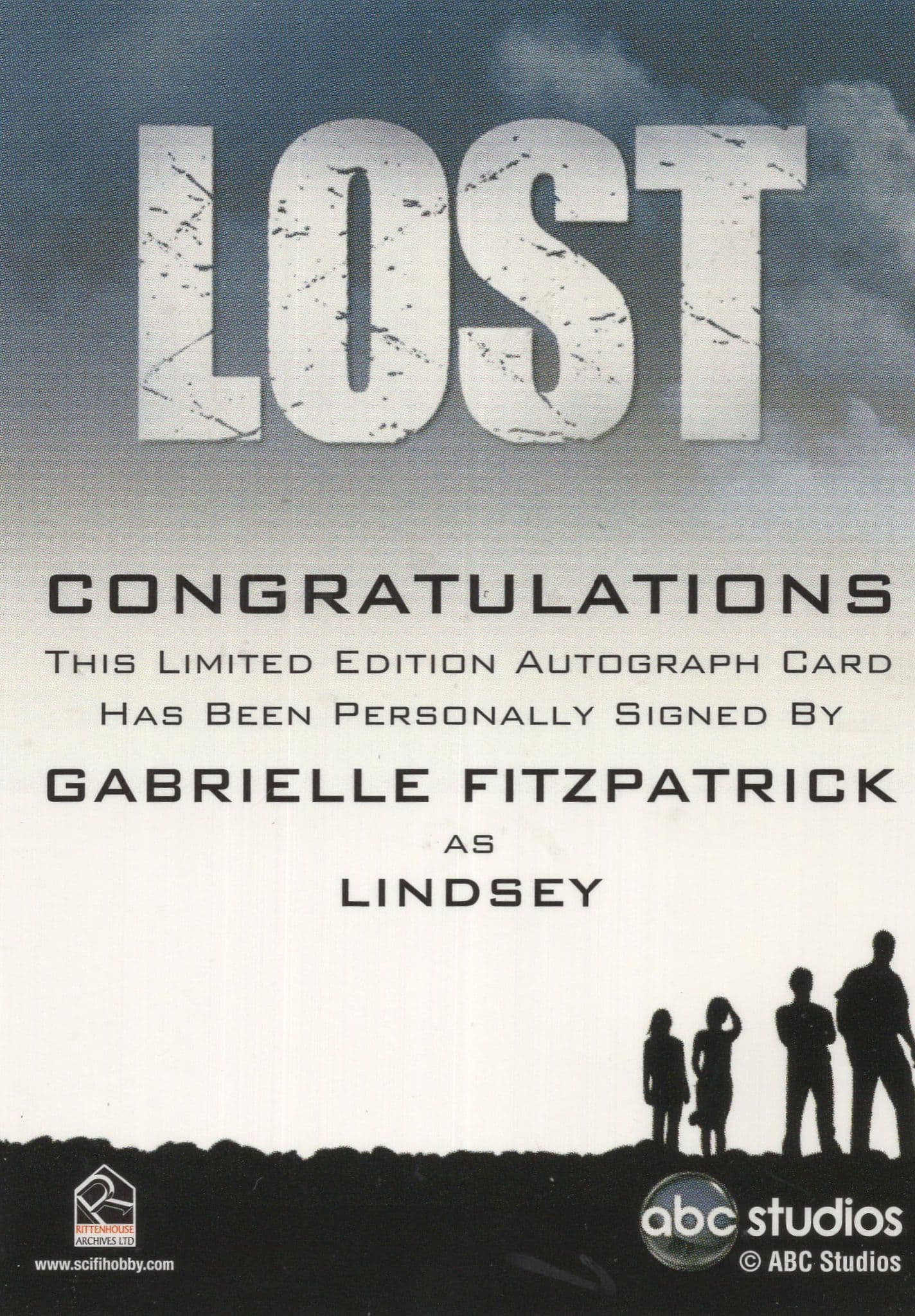 Gabrielle Fitzpatrick Lost TV Show Hand Signed Autograph Photo Card