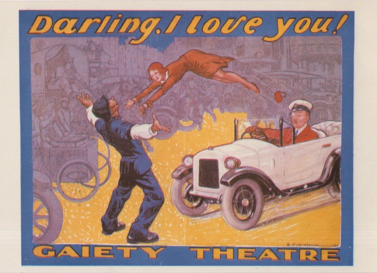 Gaiety Theatre London Chauffer Austin 7 Car Painting Postcard