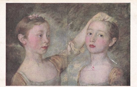 Gainsborough Mary & Margaret Victoria & Albert Old Painting Postcard