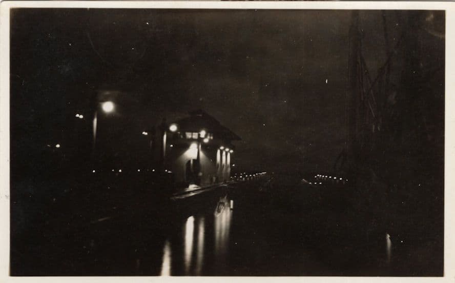 Galun Locks Panama Canal At Night Illuminations Antique Postcard