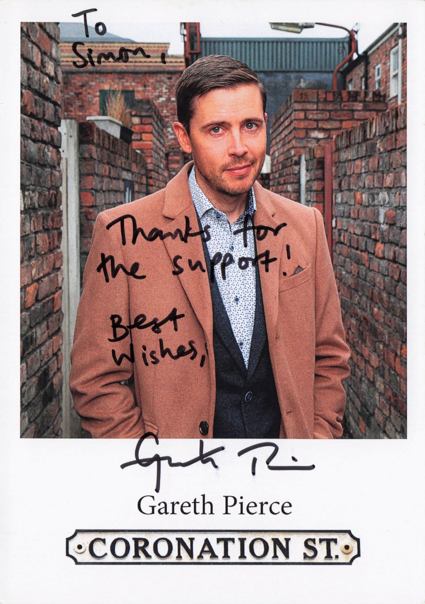 Gareth Pierce Coronation Street Hand Signed Cast Photo
