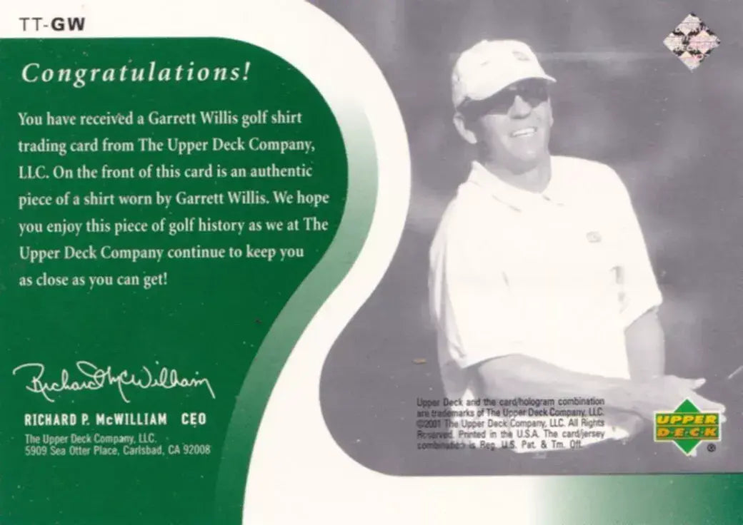 Garrett Willis Original Shirt Golf Tour Rare Limited Threads Card