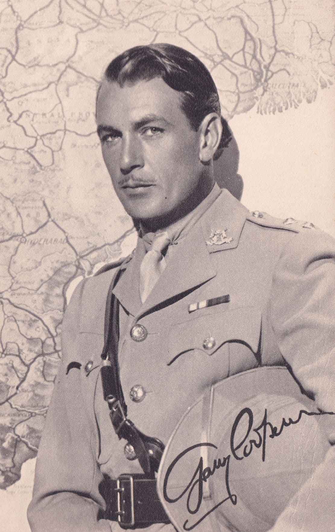 Gary Cooper Pre Printed Antique Signed Postcard