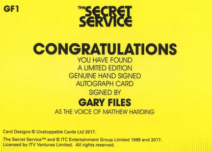Gary Files Gerry Anderson's The Secret Service Autograph Card