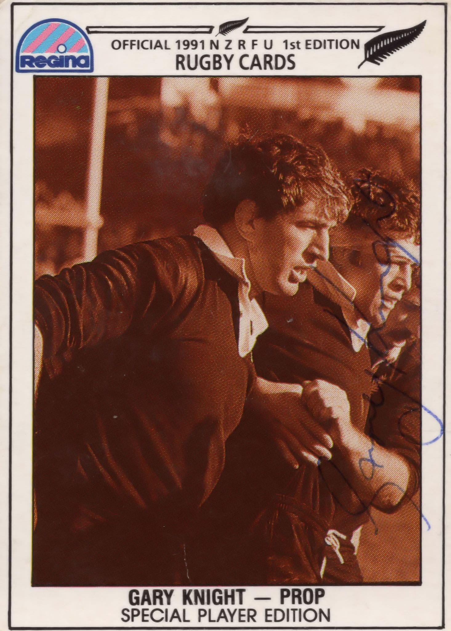 Gary Knight New Zealand All Blacks Rugby Hand Signed Card Photo