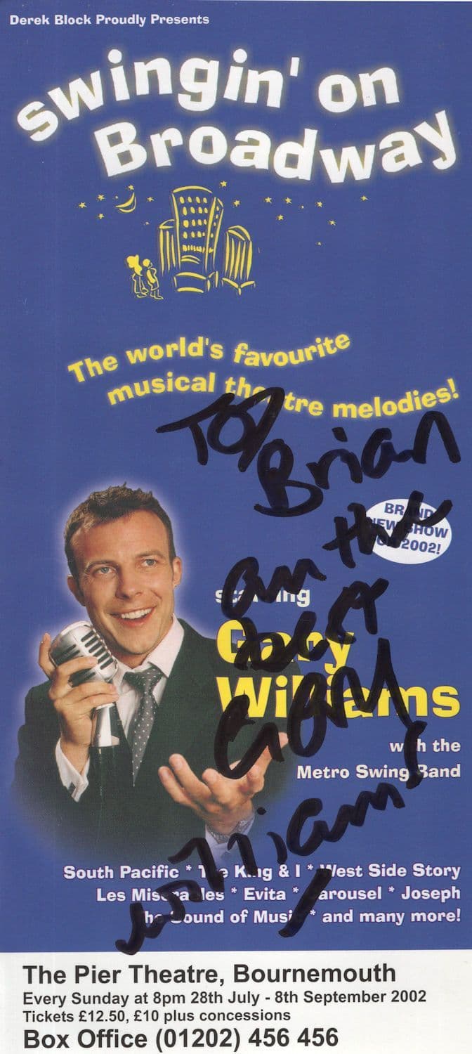Gary Williams Swingin' On Broadway Musical Hand Signed Theatre Flyer