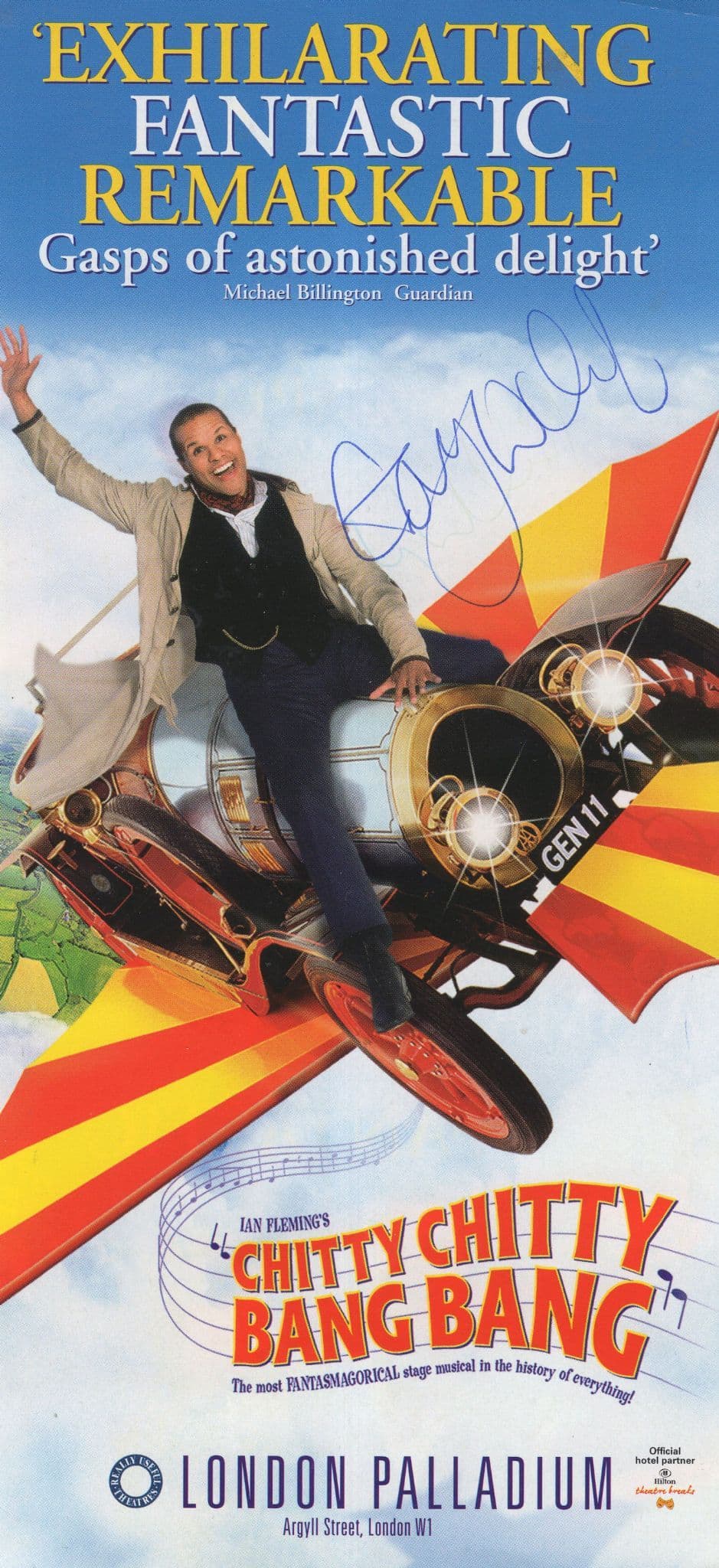 Gary Wilmot Chitty Chitty Bang Bang London Hand Signed Theatre Flyer