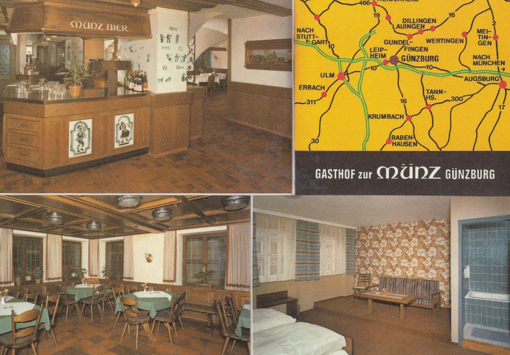 Gasthof Zur Munz Gunzburg Map Hotel German Postcard