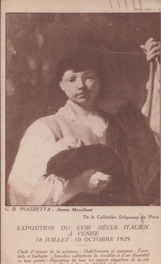 GB Piazzetta Jeune Mendiant Exposition 1929 Antique Painting Postcard