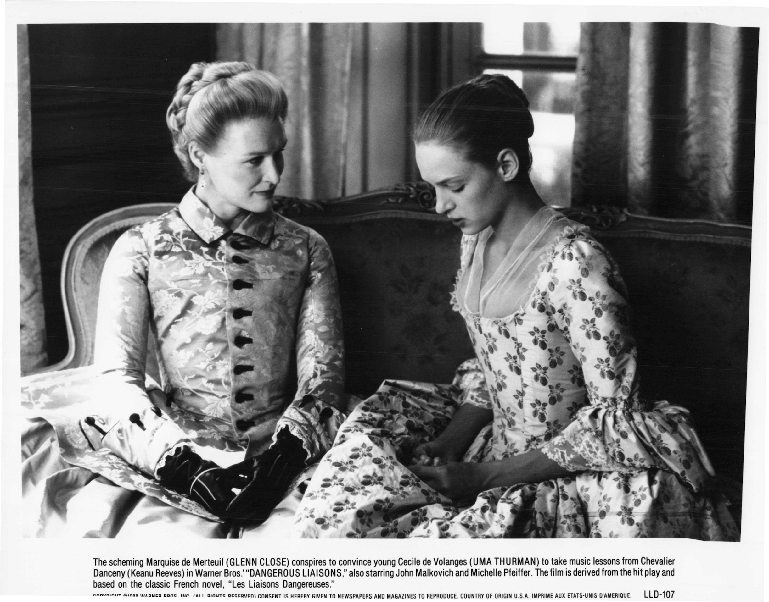 Dangerous Liaisons Glenn Close & John Malkovich Film 10x8 Launch Press Photo