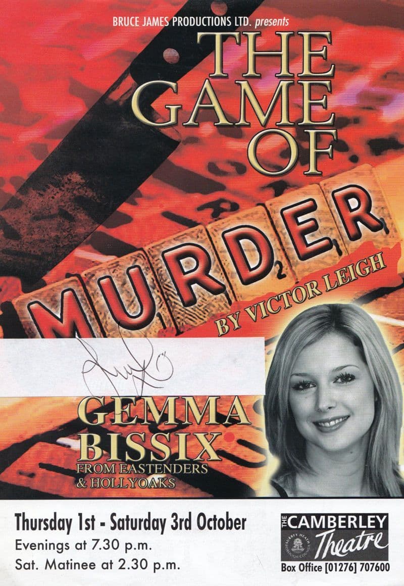 Gemma Bissex of Game Of Thrones Murder Victor Leigh Hand Signed Theatre Flyer