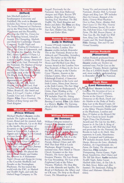 Gemma Jones Iain Mitchell Michael Mueller Hugh Ross Hand Signed Theatre Page