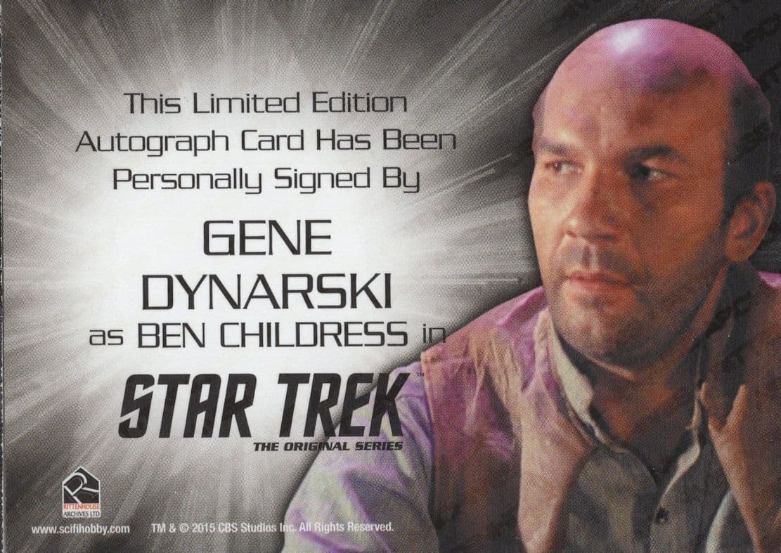 Gene Dynarski The Original Star Trek Series Autograph Card
