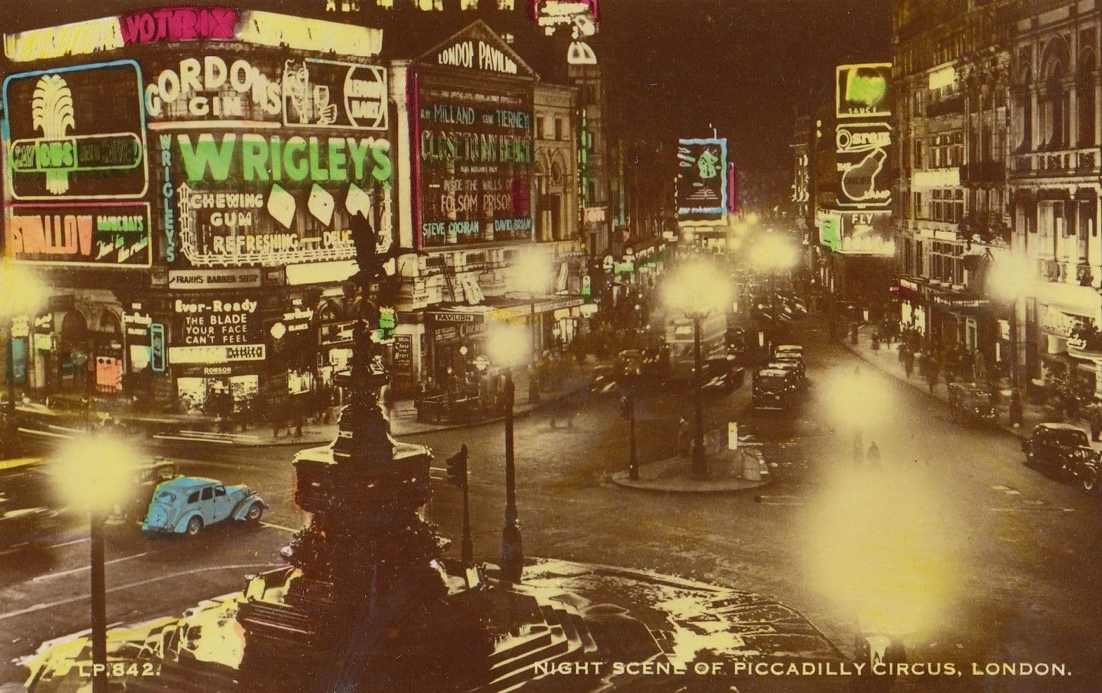Gene Tierney Ray Milland at Picadilly Pavillion Cinema Night London Postcard